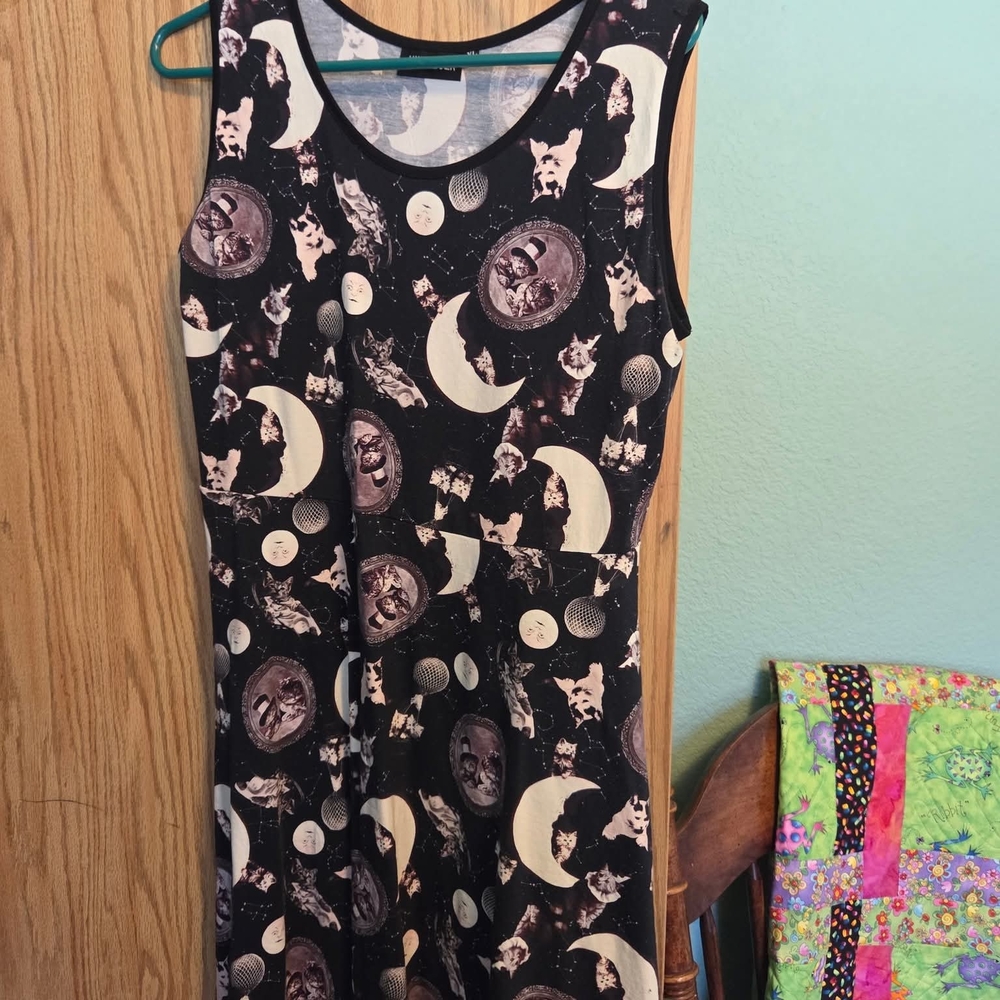 Jawbreaker Celestial Cat Print Sleeveless Dress